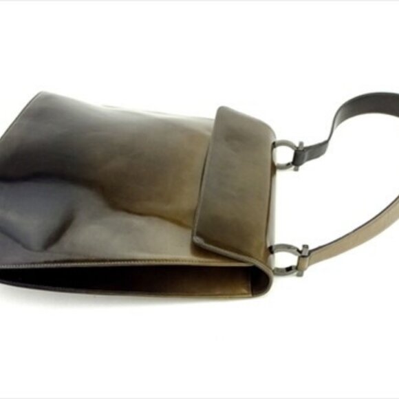 Salvatore Ferragamo Shoulder bag Brown Beige Enamel leather Authentic Used F1460 - Picture 4 of 11
